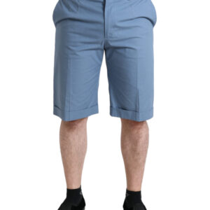 Sky Blue Cotton Folded Hem Bermuda Shorts by Dolce&Gabbana