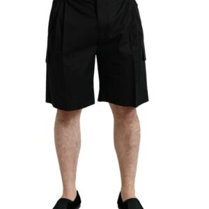 Black Cotton Cargo Bermuda Shorts designed by Dolce&Gabbana