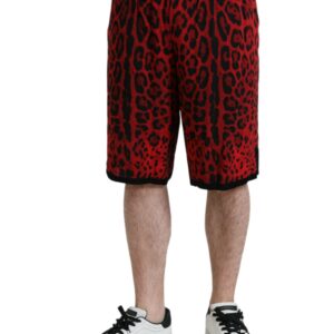 Red Leopard Print Bermuda Shorts designed by Dolce&Gabbana