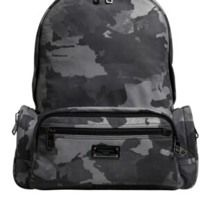 Gray Cotton Camouflage Logo Backpack By Dolce&Gabbana