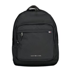 Black Polyester Men Backpack designed by Tommy Hilfiger