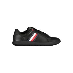 Black Leather Men Sneaker designed by Tommy Hilfiger