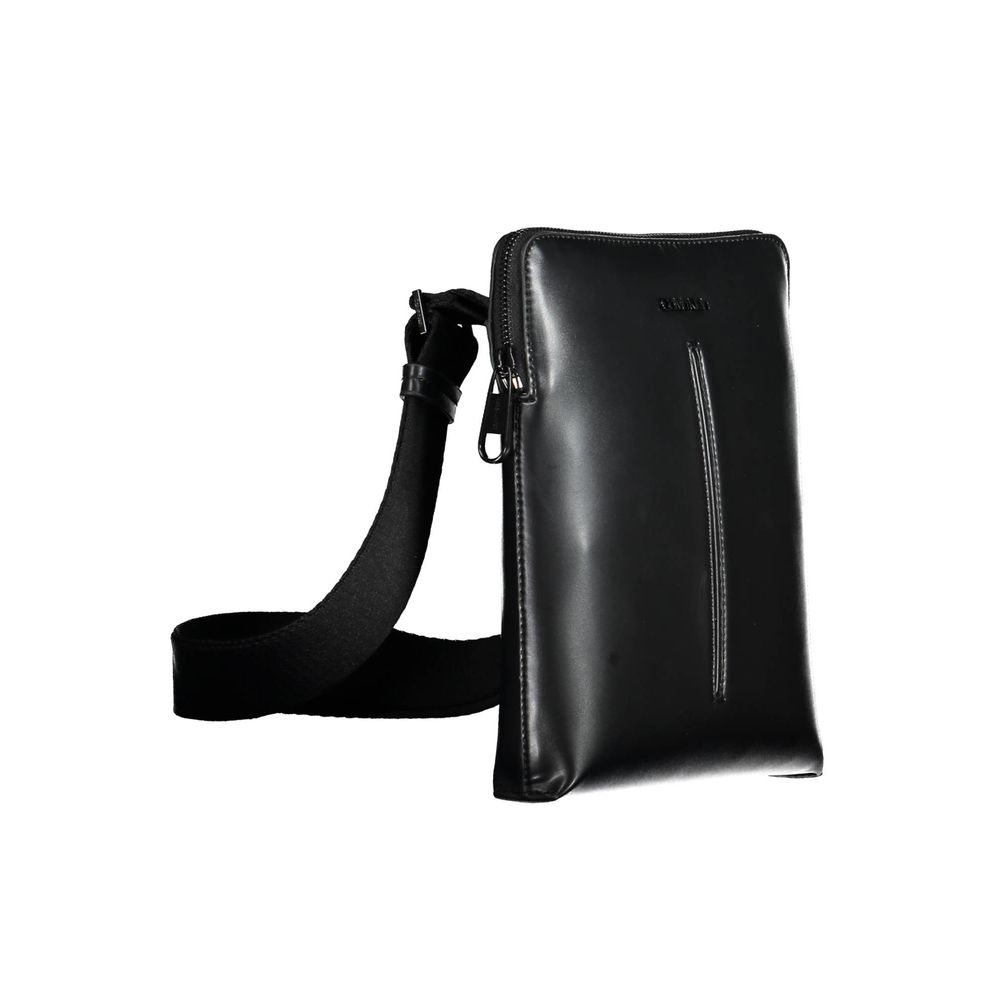 Black Polyurethane Men's Shoulder Bag - Image 3
