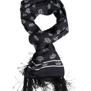 Black Silk Fringes Men Foulard Scarf designed by Dolce&Gabbana