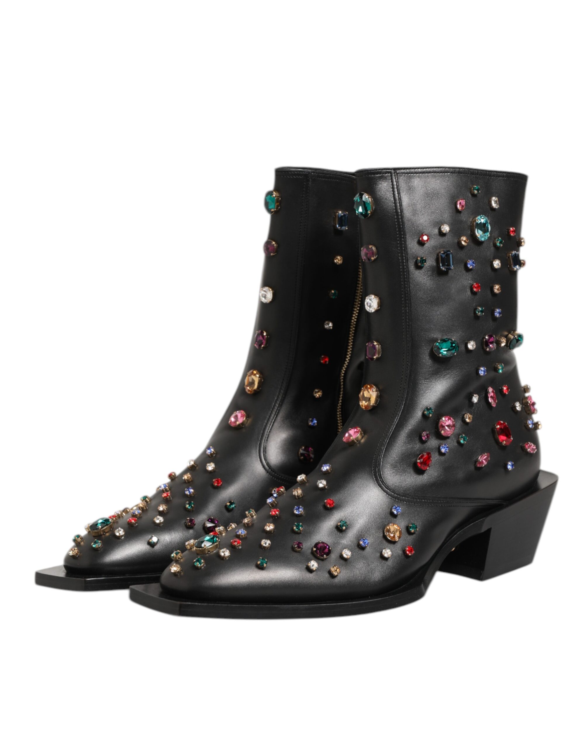 Black Crystal Embellished Men Short Boots Shoes - Image 5