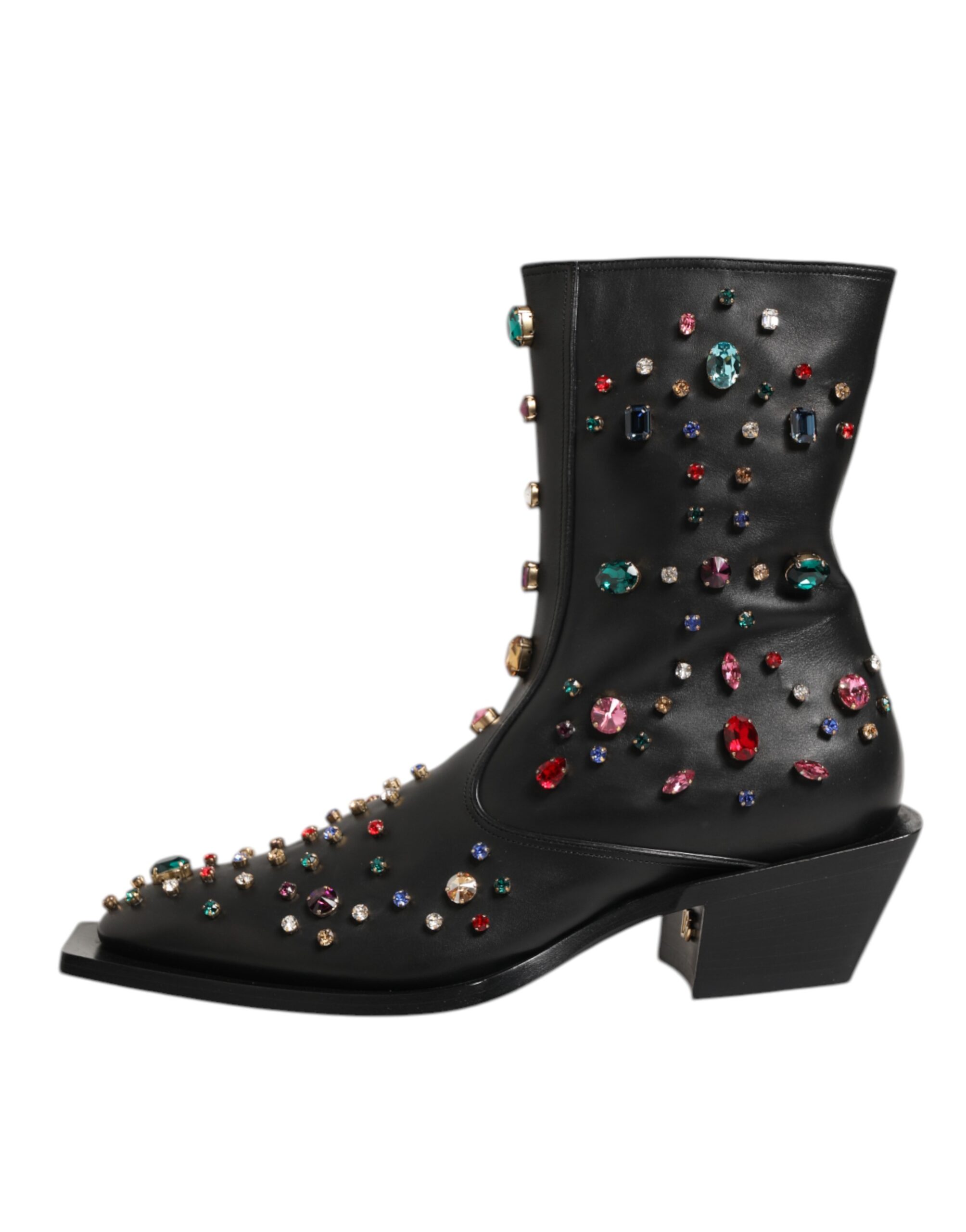 Black Crystal Embellished Men Short Boots Shoes - Image 7