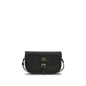 Chic Black Leather Shoulder Bag designed by Valentino Garavani