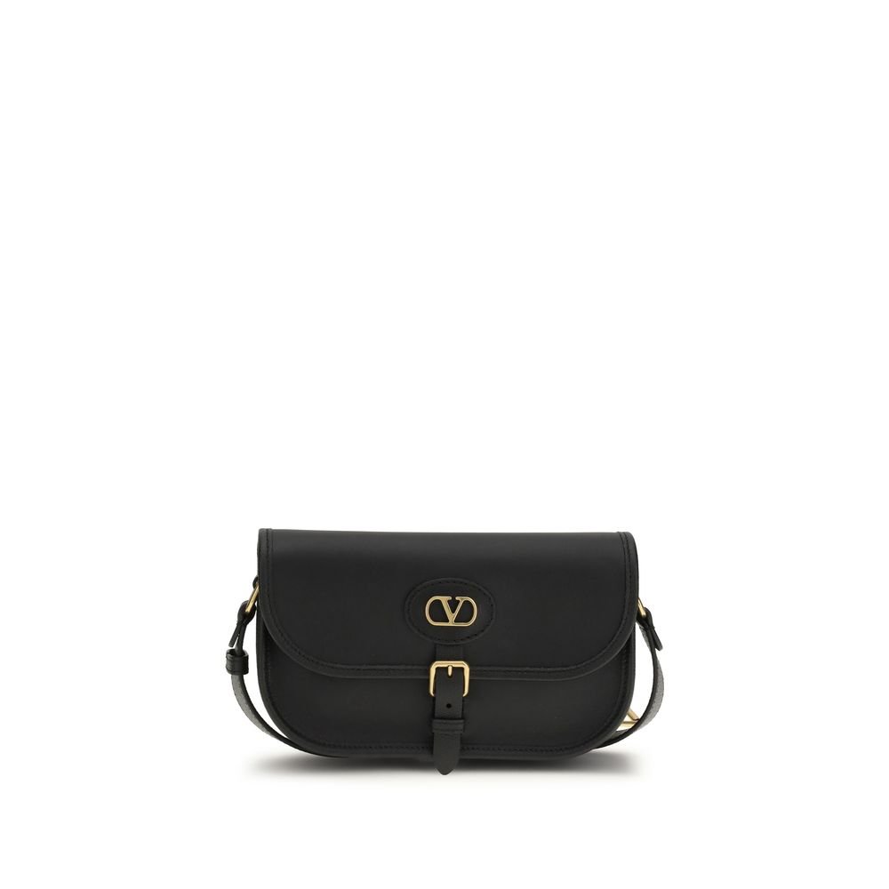 Chic Black Leather Shoulder Bag designed by Valentino Garavani