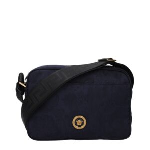 Elegant Blue Fabric Crossbody Bag designed by Versace