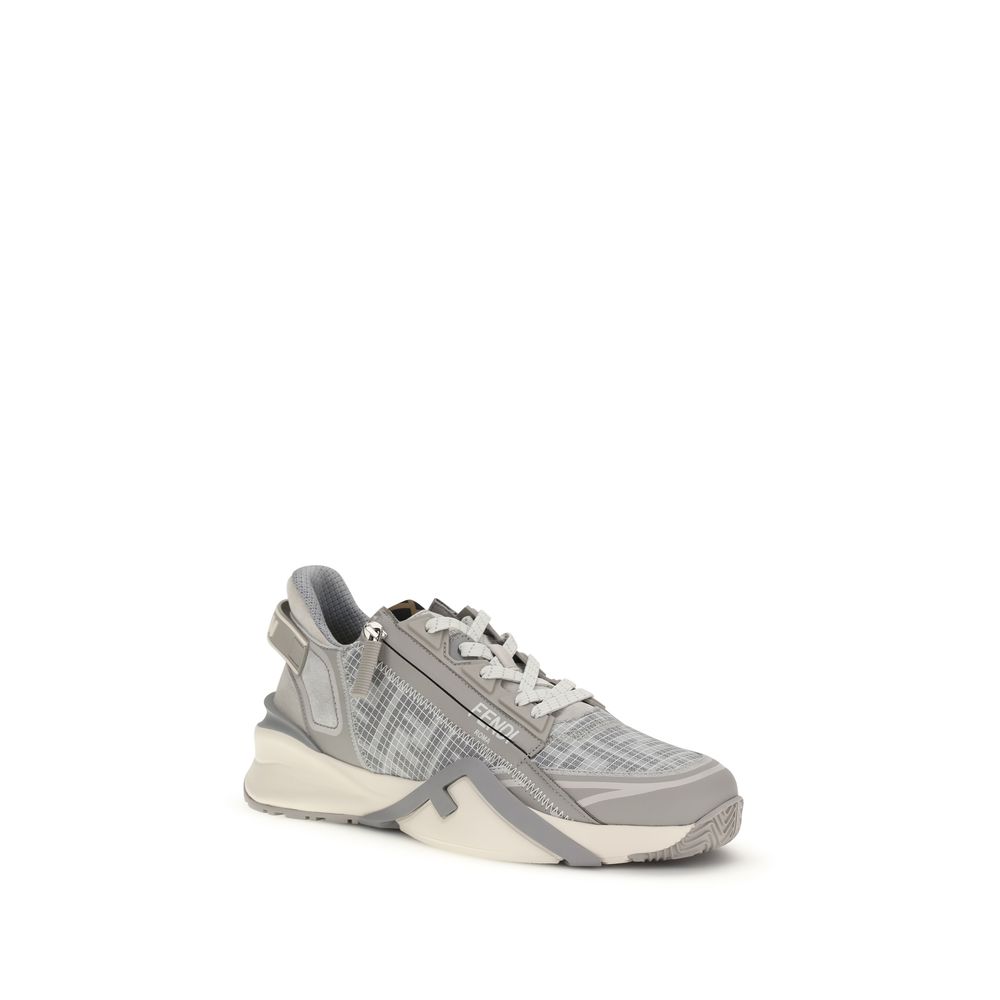 Trendy Gray Leather Athletic Sneakers designed by Fendi - Image 2