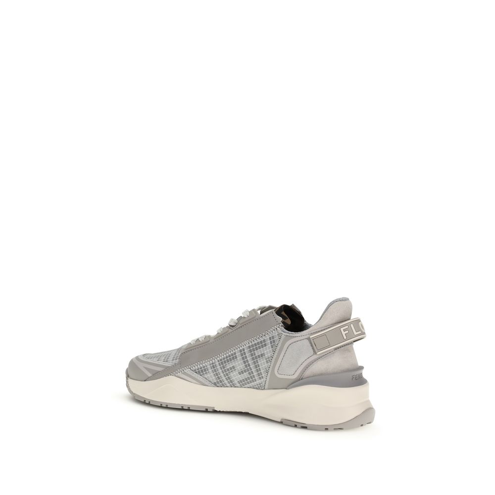 Trendy Gray Leather Athletic Sneakers designed by Fendi - Image 3