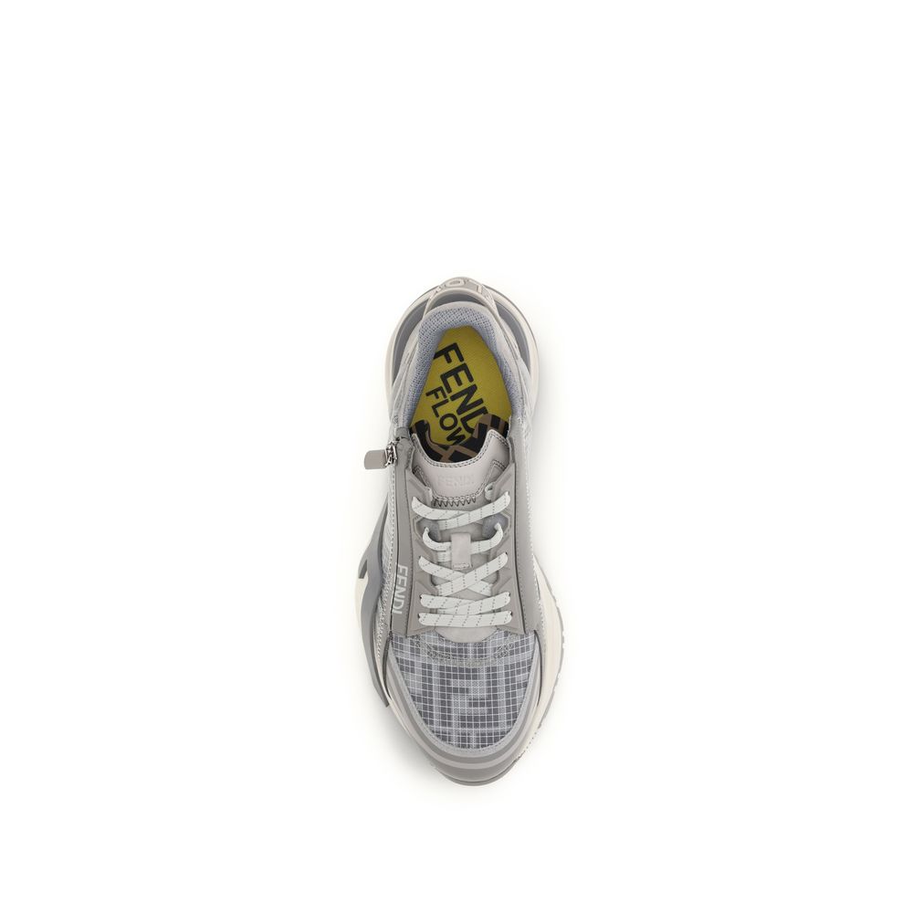 Trendy Gray Leather Athletic Sneakers designed by Fendi - Image 4
