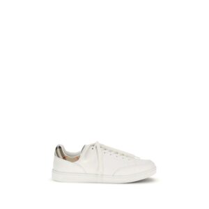 Stylish White Leather Low Top Sneakers designed by Burberry