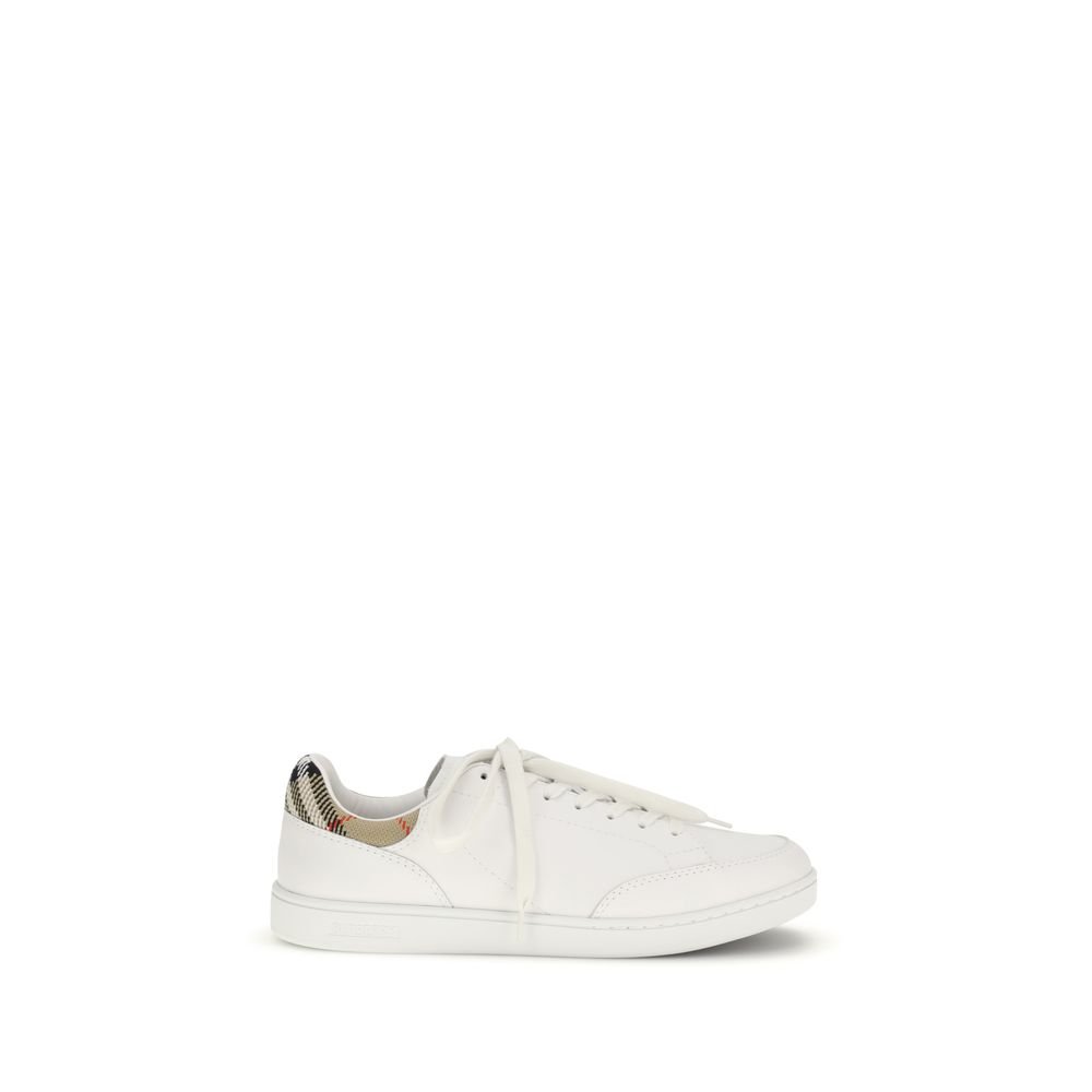 Stylish White Leather Low Top Sneakers designed by Burberry