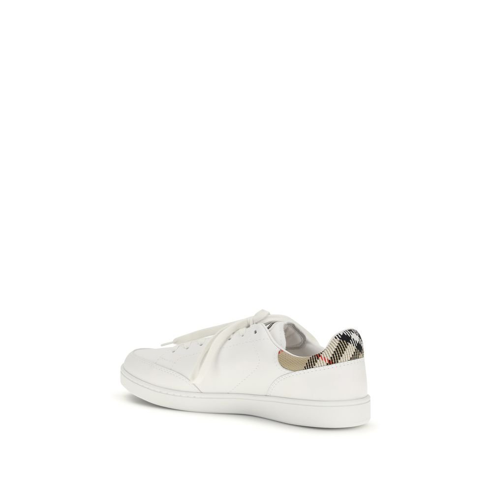 Stylish White Leather Low Top Sneakers designed by Burberry - Image 3