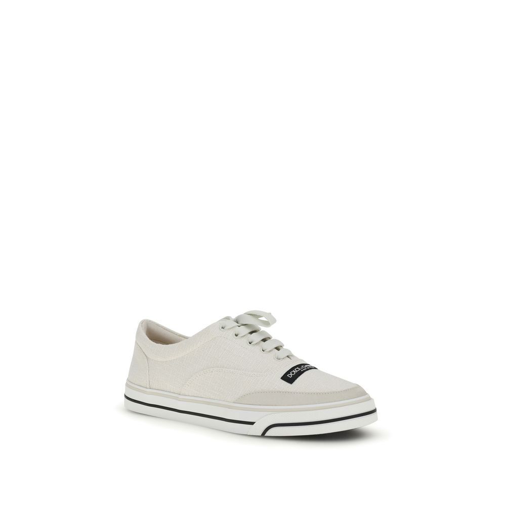 Chic White Linen Low Top Sneakers designed by Dolce&Gabbana - Image 2
