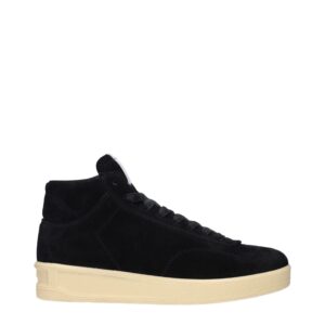Elegant Black Leather High Top Sneakers designed by Jil Sander