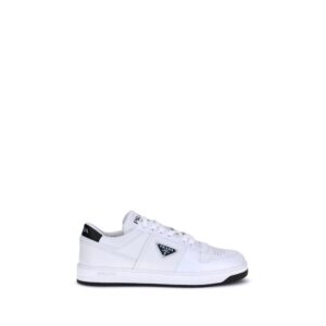 Elegant White Leather Low Top Sneakers designed by Prada