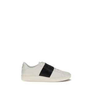 Black Leather Low Top Sneakers designed by Valentino Garavani