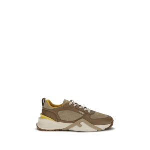 Stylish Flow Leather Low Top Athletic Sneakers designed by Fendi