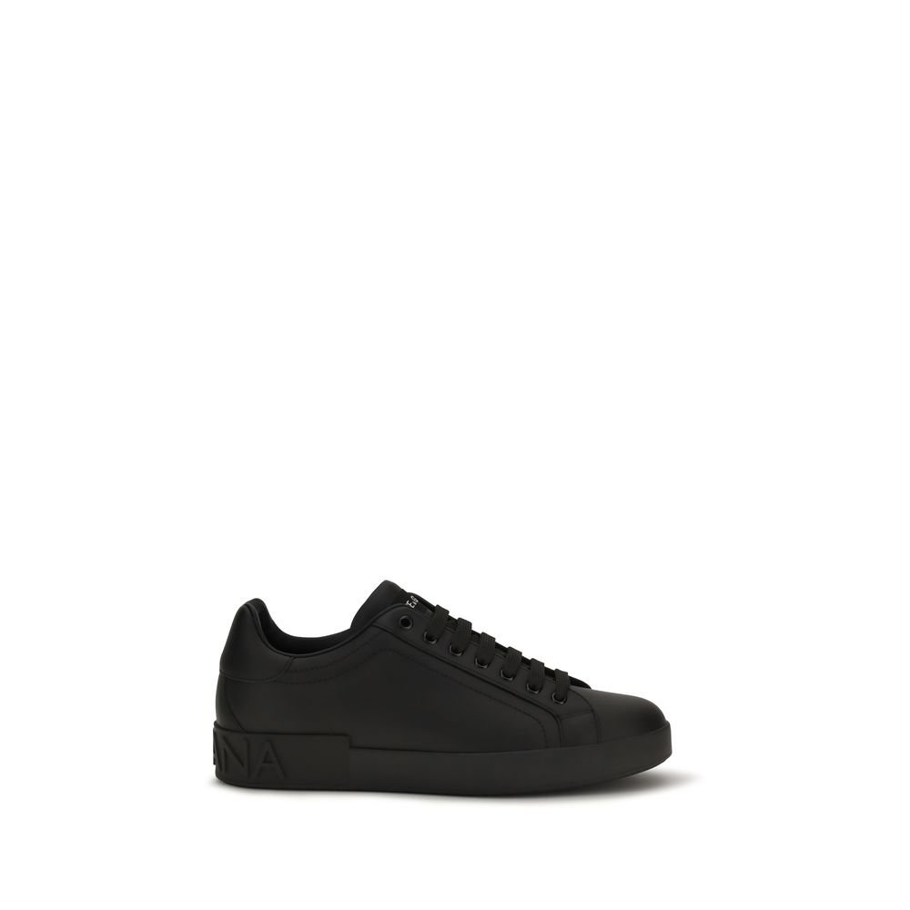 Black Leather Low Top Sneakers designed by Dolce&Gabbana