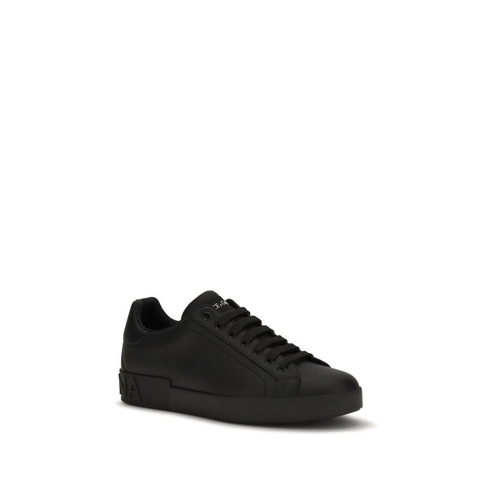 Black Leather Low Top Sneakers designed by Dolce&Gabbana - Image 2