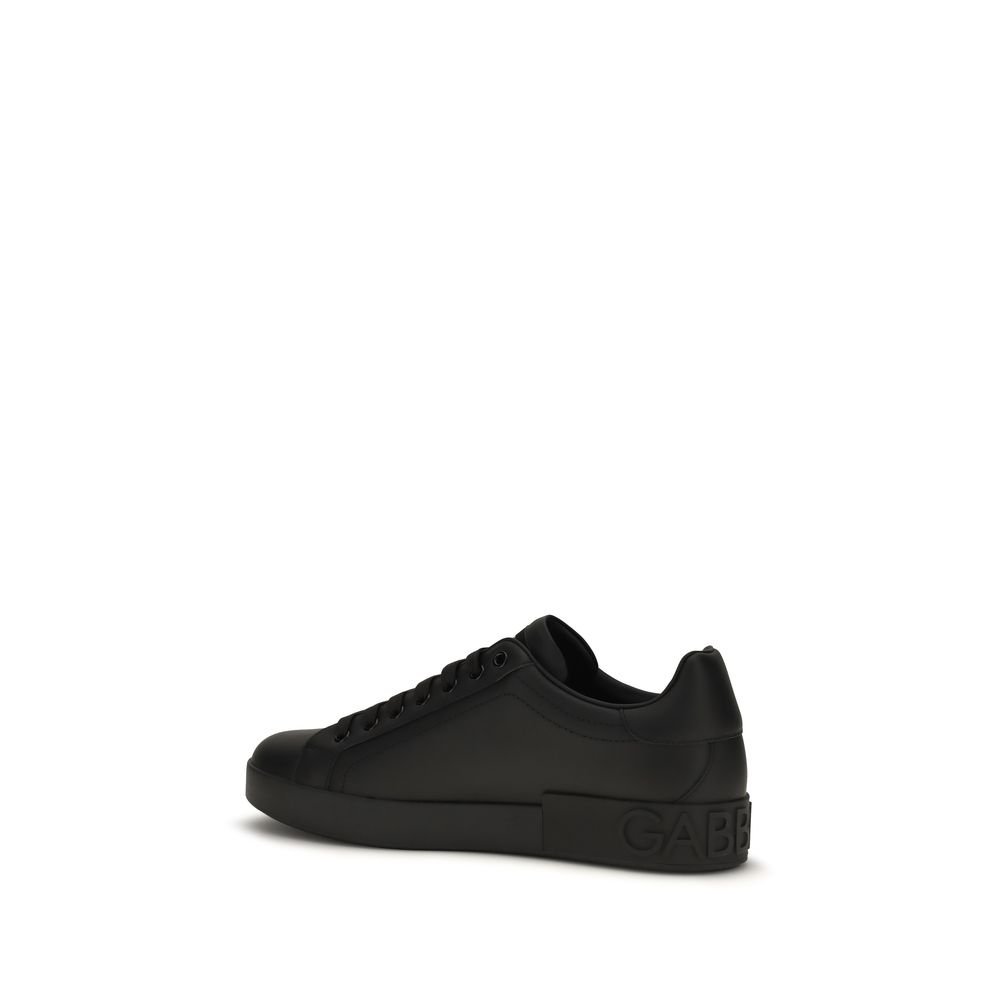 Black Leather Low Top Sneakers designed by Dolce&Gabbana - Image 3