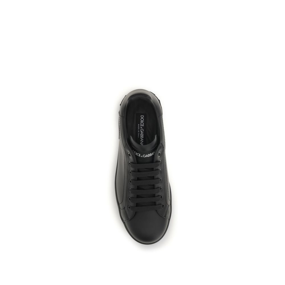 Black Leather Low Top Sneakers designed by Dolce&Gabbana - Image 4