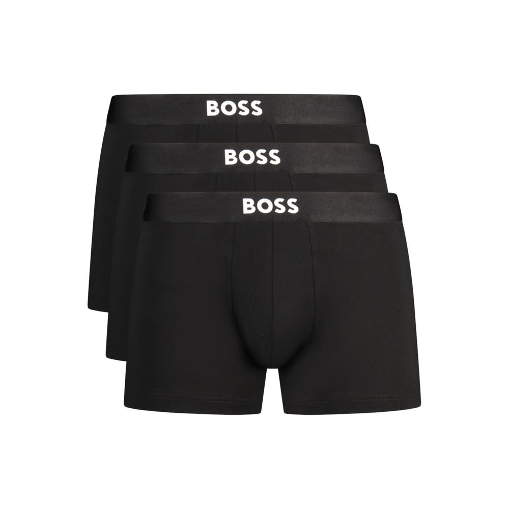 Black Cotton 3-Pack Boxers Underwear designed by Hugo Boss