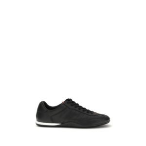 Black Leather Low Top Shift Sneakers designed by Gucci