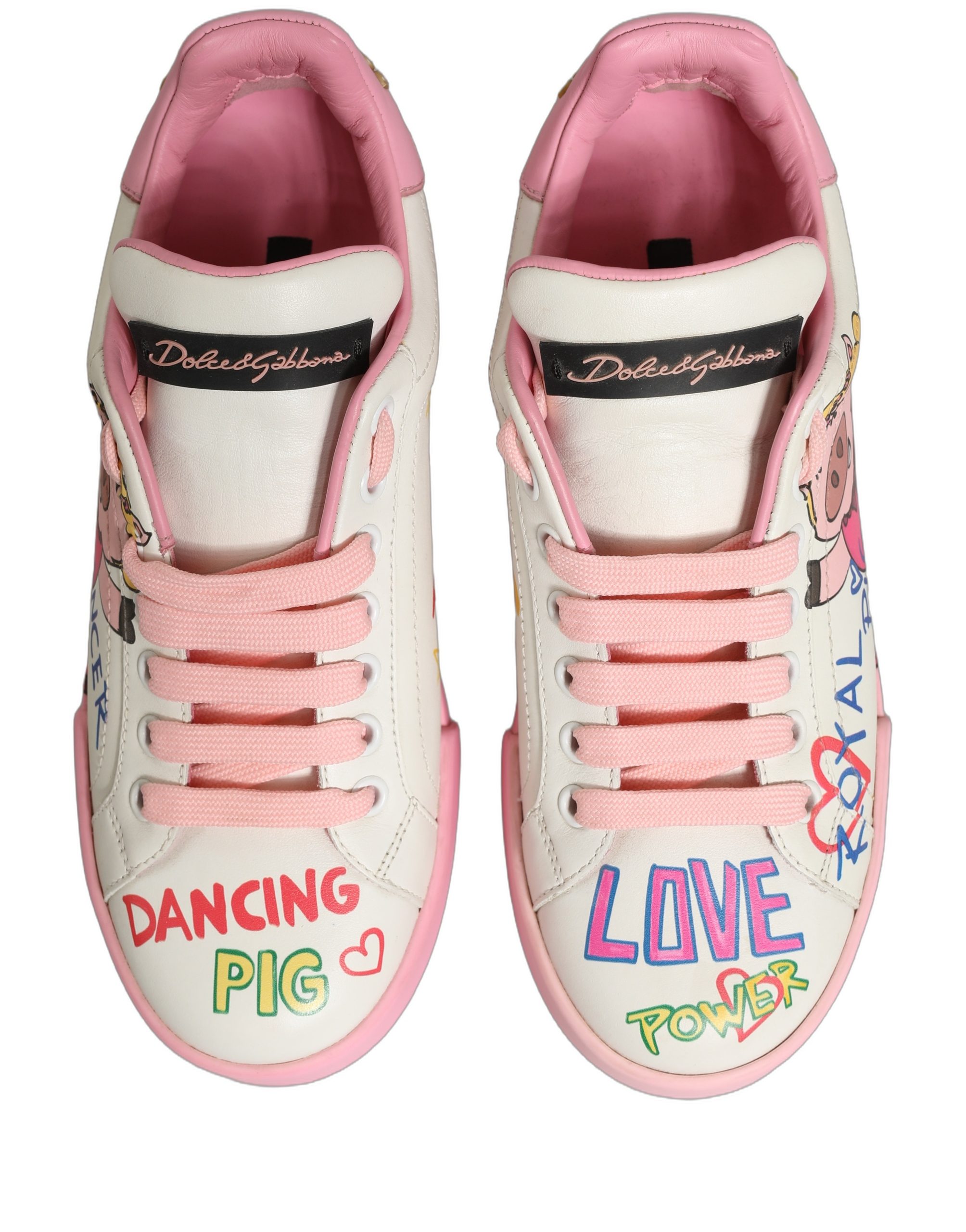 White Pink Portofino Royal Pig Sneakers Shoes - Image 2
