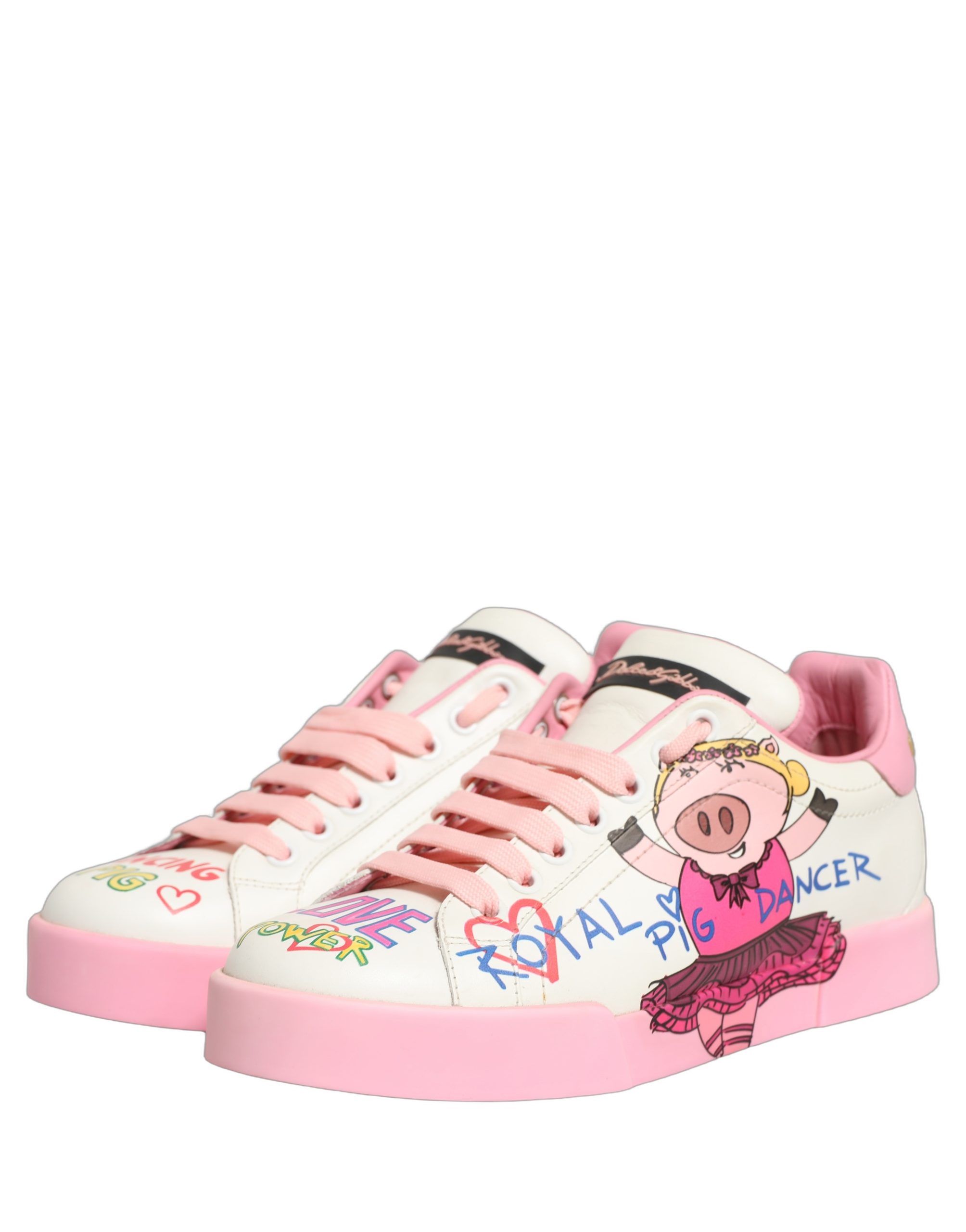 White Pink Portofino Royal Pig Sneakers Shoes - Image 3