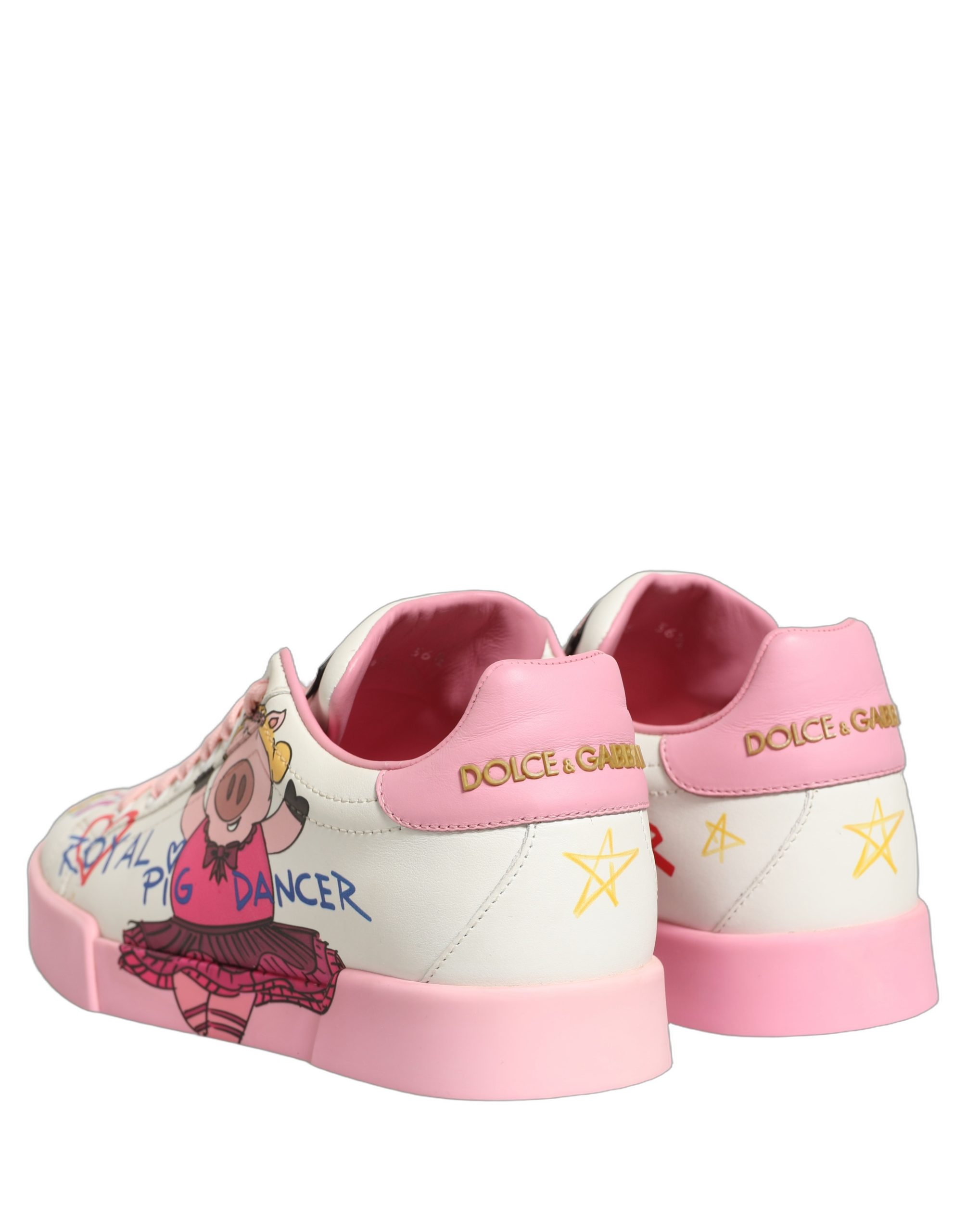 White Pink Portofino Royal Pig Sneakers Shoes - Image 4
