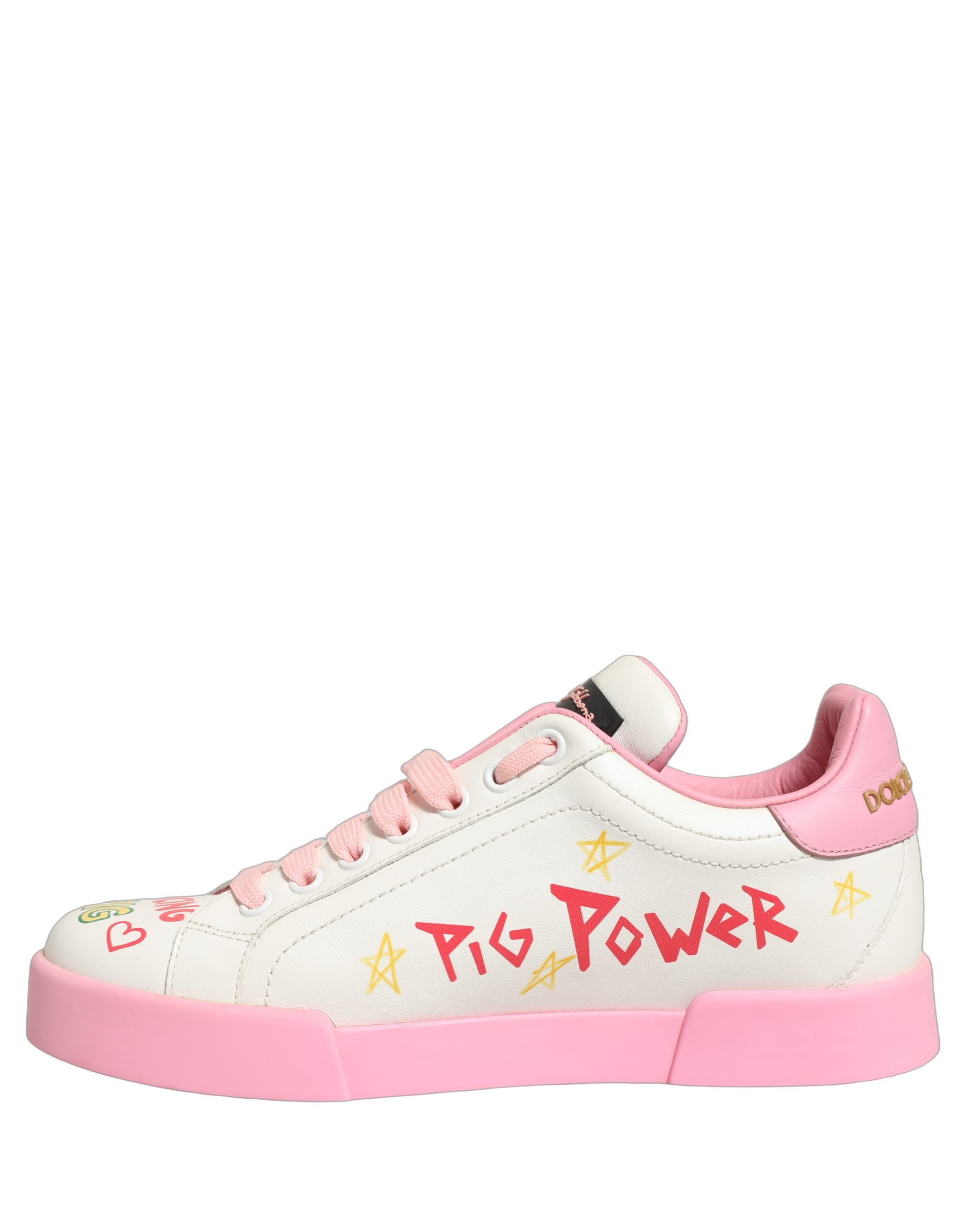 White Pink Portofino Royal Pig Sneakers Shoes - Image 5