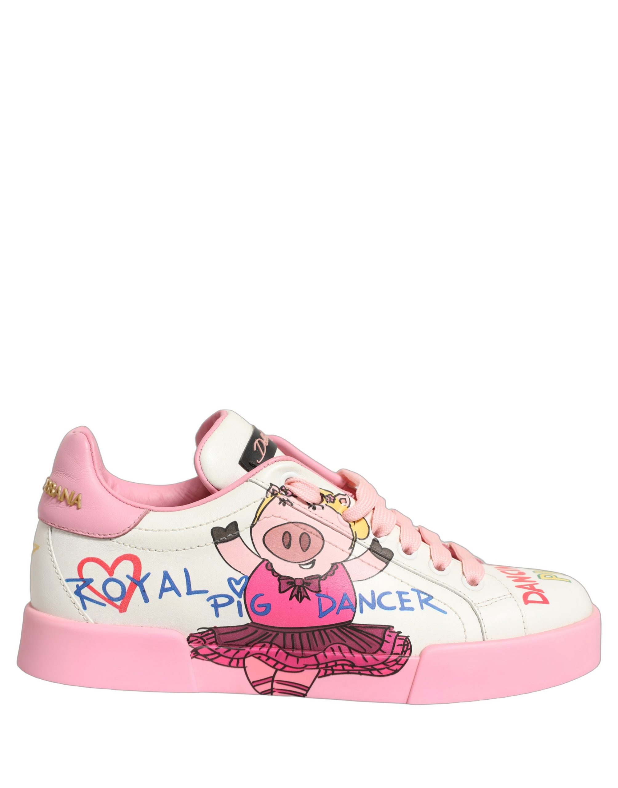 White Pink Portofino Royal Pig Sneakers Shoes - Image 7