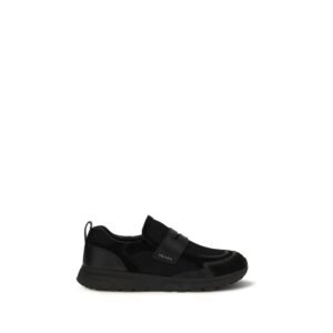 Chic Black Leather Low Top Athletic Sneakers designed by Prada