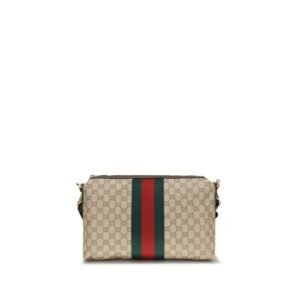 Elegant Beige Cotton GG Shoulder Bag designed by Gucci