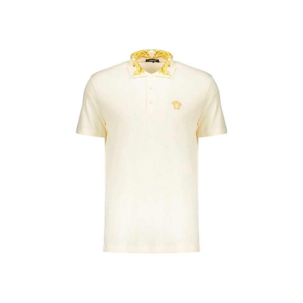 Elegant White Soft Cotton Polo T-Shirt designed by Versace