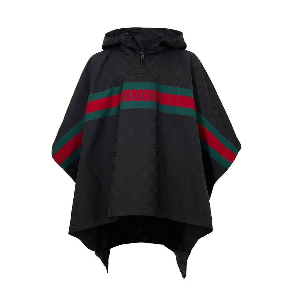 Opulent Black GG Logo Trench Coat designed by Gucci