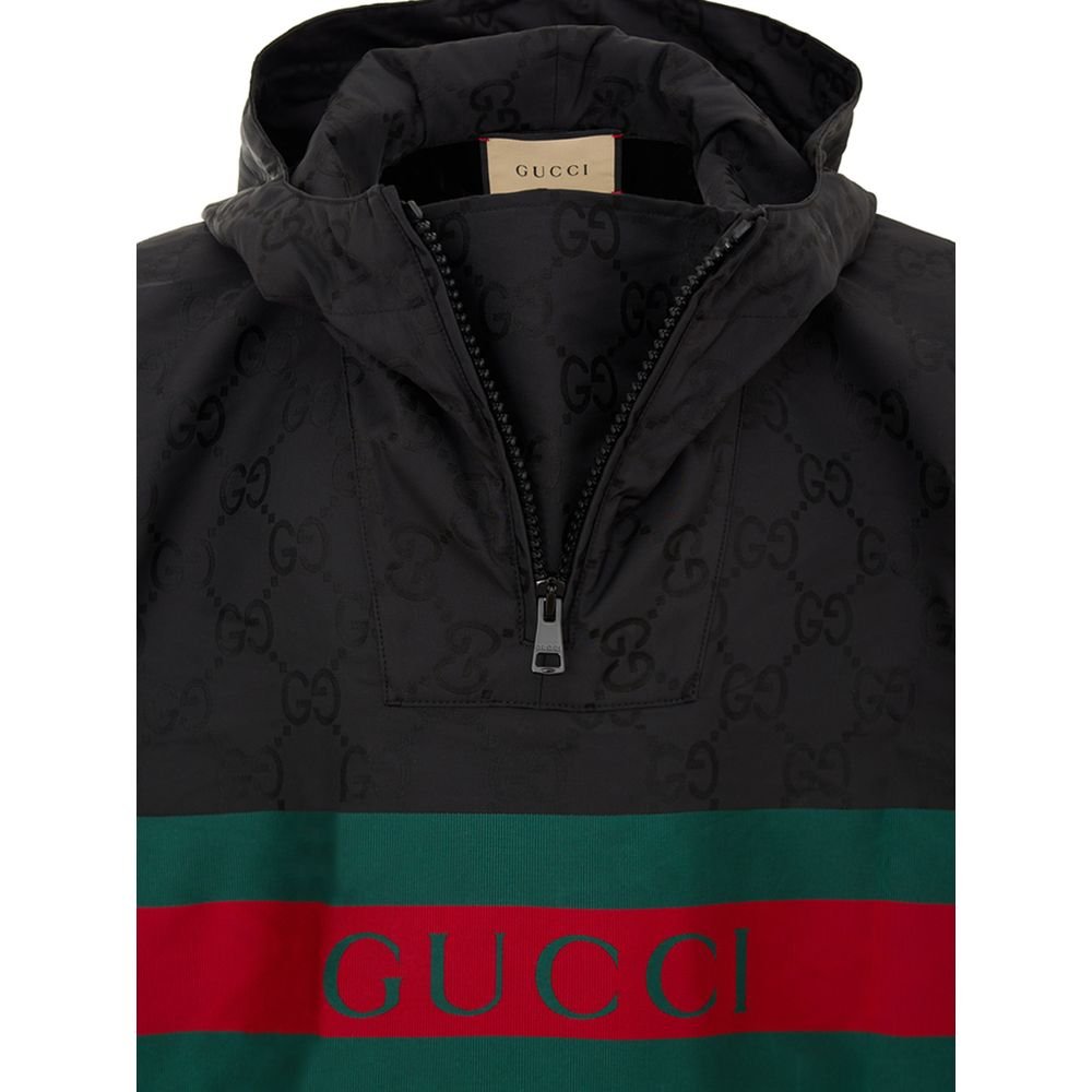 Opulent Black GG Logo Trench Coat designed by Gucci - Image 4