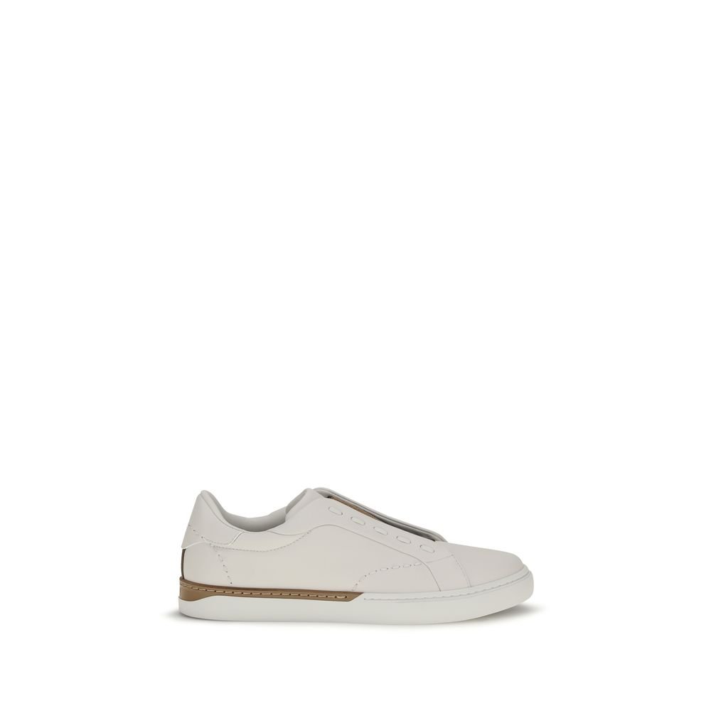 Chic White Leather Low Top Sneakers designed by Fendi