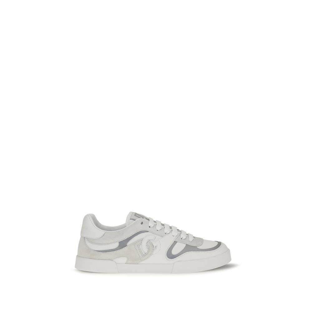 Chic White Leather Low Top Sneakers by Dolce&Gabbana