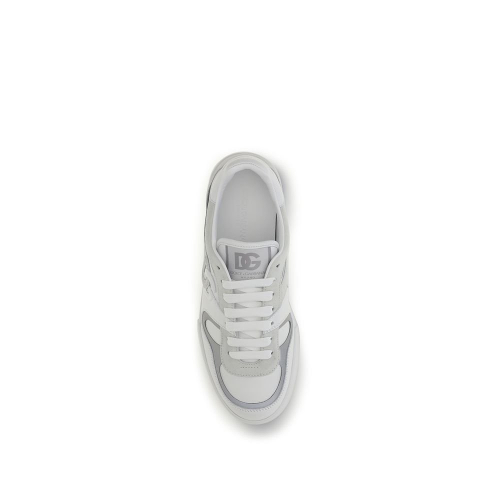 Chic White Leather Low Top Sneakers by Dolce&Gabbana - Image 4