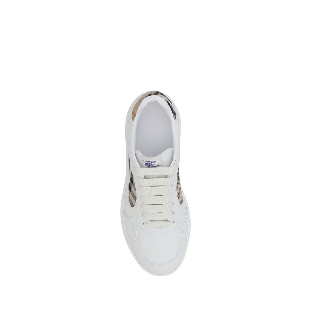 Stylish White Leather Bos Low Top Sneakers designed by Burberry - Image 4