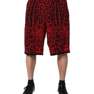 Red Leopard Print Viscose Bermuda Shorts by Dolce&Gabbana