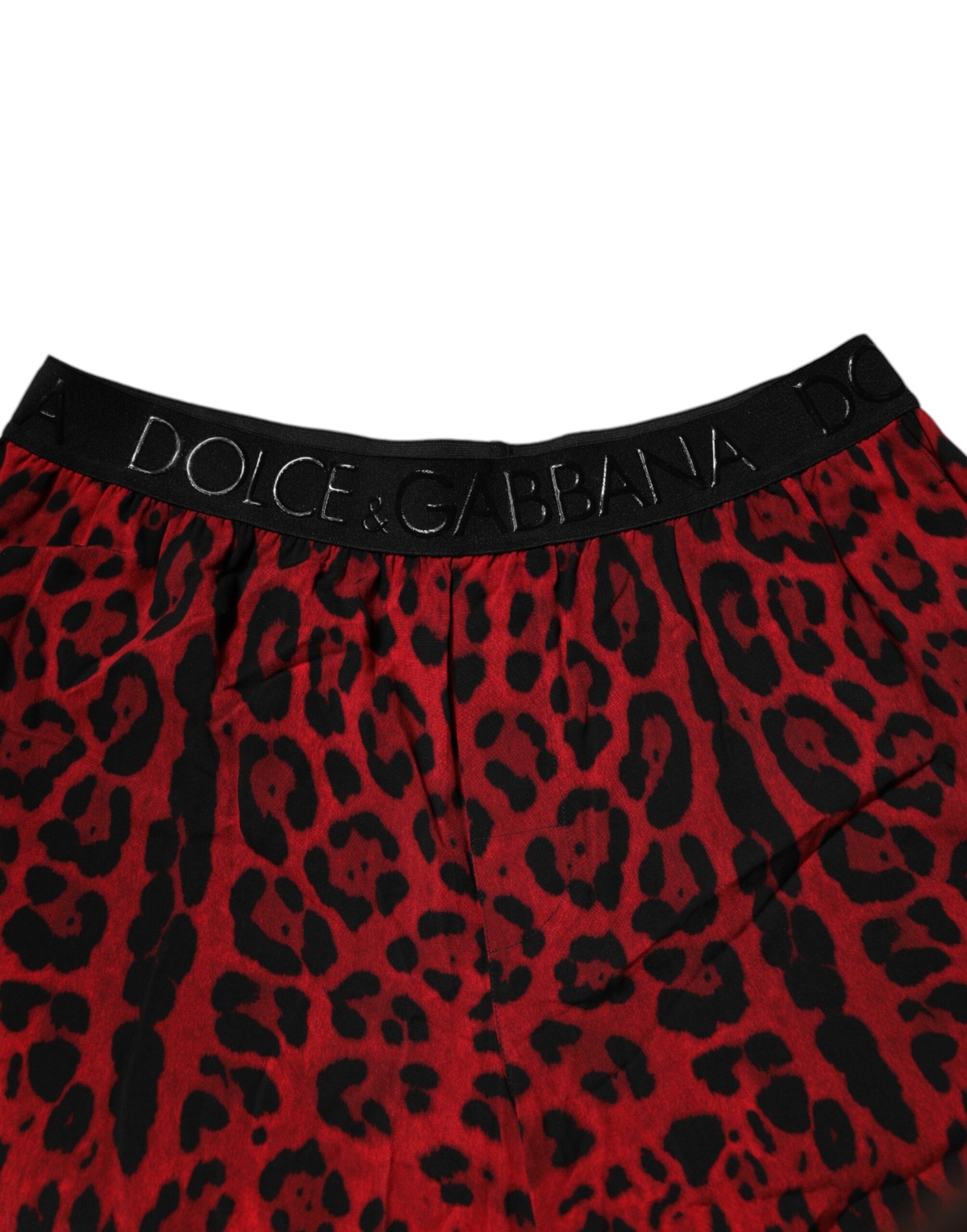 Red Leopard Print Viscose Bermuda Shorts by Dolce&Gabbana - Image 5