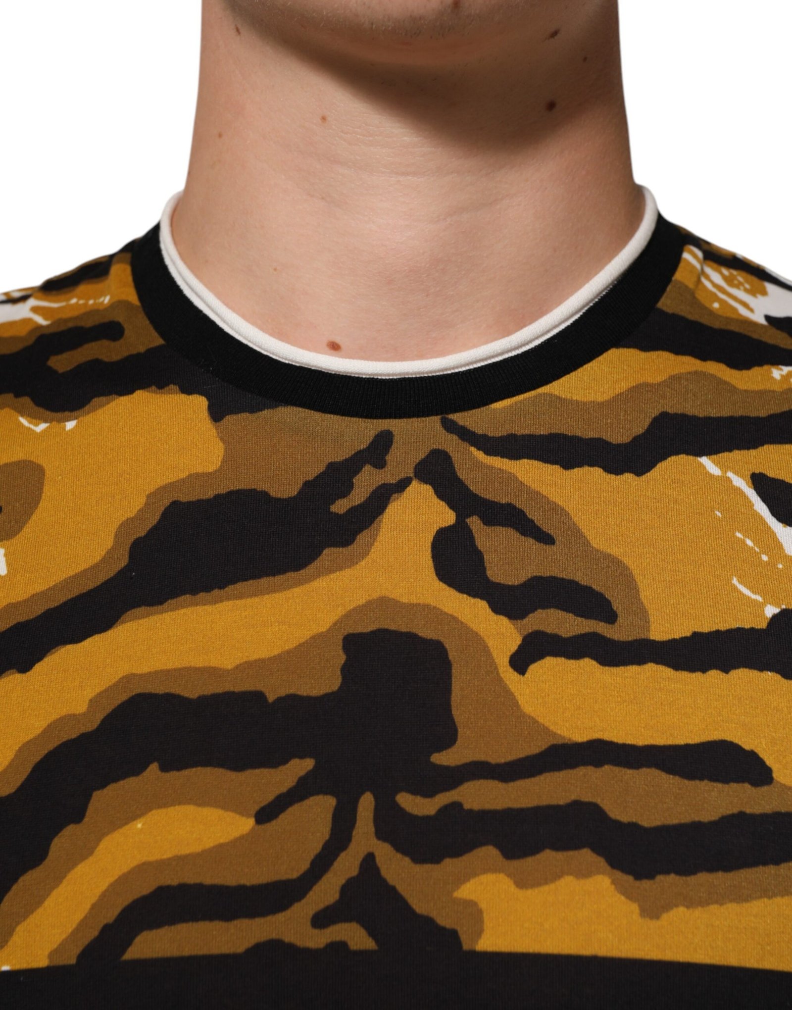 Multicolor Leopard Palm Leaf Men Crew Neck T-shirt - Image 5