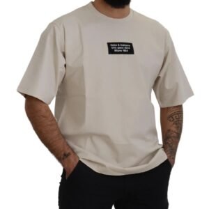 Chic Soft Cotton Ivory Print T-Shirt designed by Dolce&Gabbana