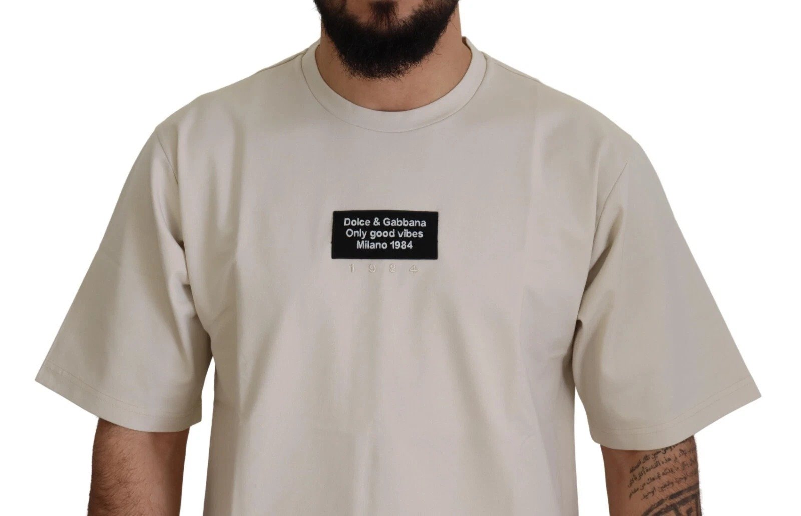Chic Soft Cotton Ivory Print T-Shirt designed by Dolce&Gabbana - Image 2
