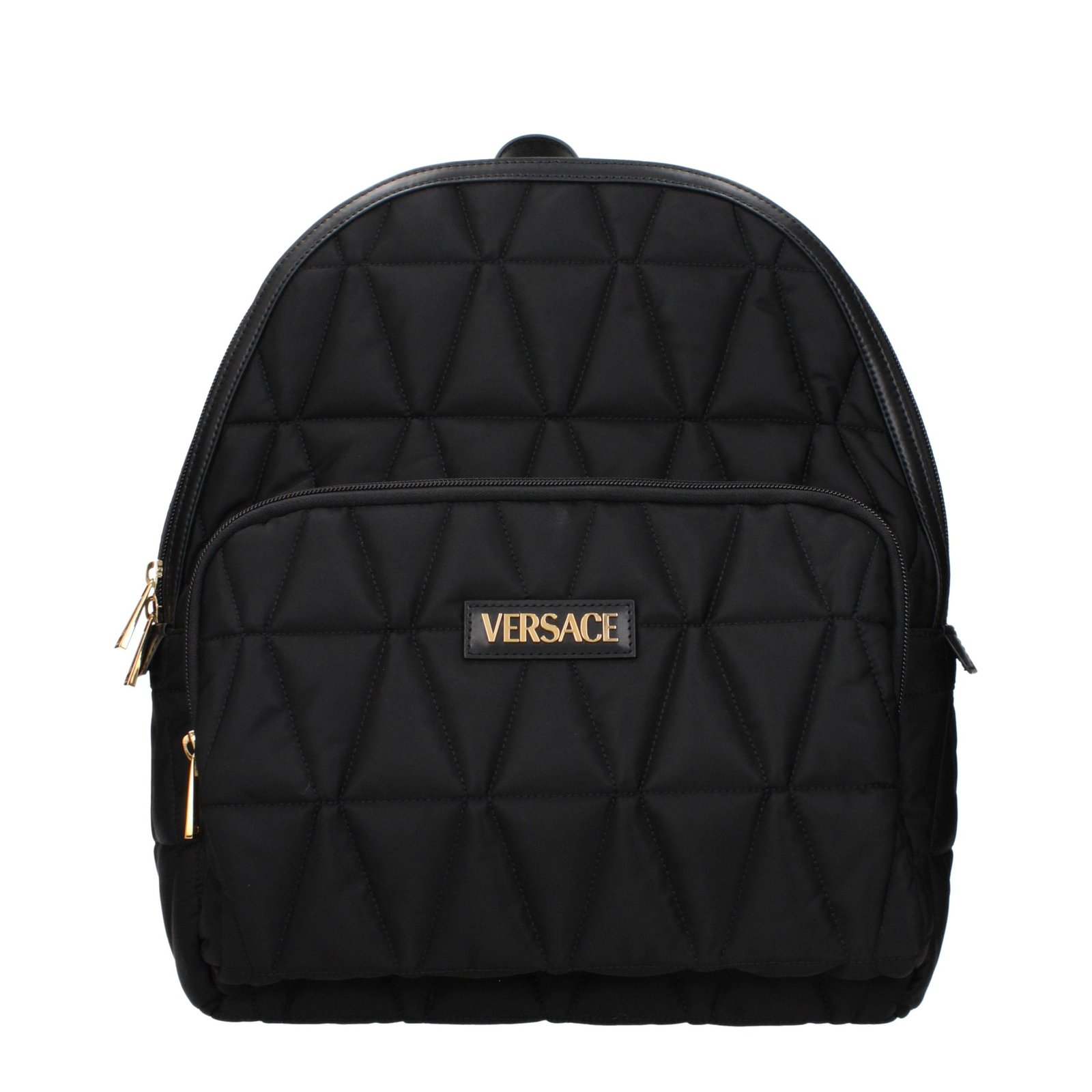 Elegant Black Fabric Luxury Backpack designed by Versace
